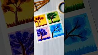 Tree Art Using Brush Pen  Drawing Colorful Trees yt tree drawing shorts MissAgrawal21kids [upl. by Ahsayn113]