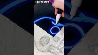 How to Draw Neon Glow Skull with Posca Markers art shorts satisfying [upl. by Eeraj698]