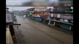 2021 Lamka Town Flooded after 2 Hours of Heavy Rain 01Aug2021  Manipur [upl. by Malca]