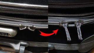 Comment réparer un curseur navette de fermeture éclair de valise dont la languette est tombée [upl. by Airyk]