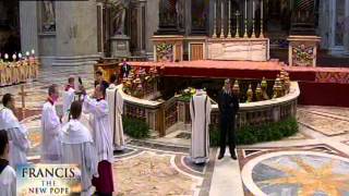 Pope Francis visiting the tomb of St Peter He will venerate the tomb [upl. by Linet]