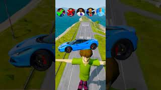 🚘CR7 vs Messi vs Mbappe vs Shaggy Rogers Characters ⚽️ beamngdrive simulator shorts football [upl. by Onailimixam]