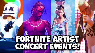 1 HOUR OF ALL FORTNITE ARTIST EVENTS UP TO EMINEM [upl. by Araek]