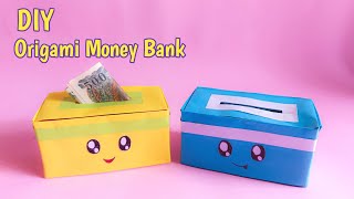 DIY ORIGAMI MONEY BANK  HOW TO MAKE PAPER PIGGY BANK  PAPER CRAFT [upl. by Nekciv]