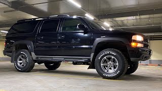 Sumaxx AllTerrain tires and fake Black Rhino rims on Chevrolet Suburban Z71 [upl. by Ettennal]