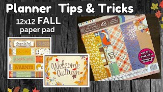 How to use a 12x12 FALL paper pad in your planners  Michaels  Happy Planner  plan with me [upl. by Ofori]