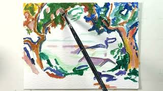 Seascape by Georges Braque Fauvism Easy Expressive SemiAbstract Acrylic Painting Tutorial 406 [upl. by Lachance339]