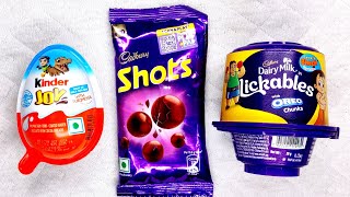 Kinder Joy vs Lickables vs Cadbury shots Unpacking and Opening Sounds [upl. by Edobalo]