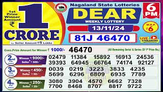 Dear Lottery Sambad Evening 6 PM today 131124 Nagaland State Lottery Result [upl. by Siward]