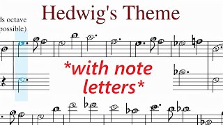 Hedwigs Theme From Harry Potter  Easy Piano Sheet Music With Note Letters [upl. by Sidwell]