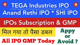 TEGA INDUSTRIES IPO • ANAND RATHI IPO SUBSCRIPTION GMP • STAR HEALTH • STOCK MARKET INDIA [upl. by Wynn]