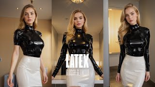 Black latex blouse and white latex pencil skirt [upl. by Neelyahs]