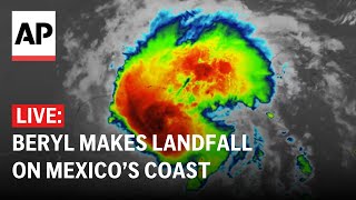 Beryl live camera View from Cancun as hurricane makes landfall on Mexicos coast [upl. by Leelah]