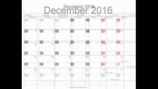 Free December 2016 Calendar Printable with holidays [upl. by Hertz457]