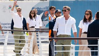 Brad Pitt girlfriend arrive in Venice after film festival works schedule to avoid Angelina Jolie [upl. by Llenhoj]