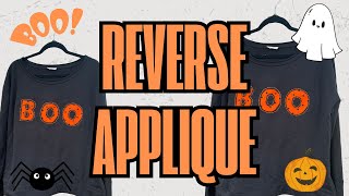 DIY Reverse Applique Sweatshirt For Halloween With Free BOO Template [upl. by Samohtnhoj]