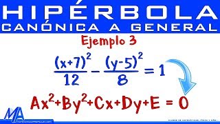 Pasar de la ecuación canónica a la general de la Hipérbola  Ejemplo 3 [upl. by Adas]