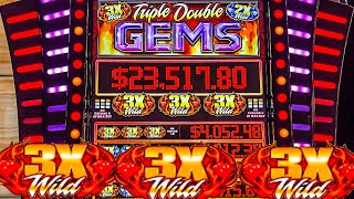 Triple Double Gems 3 Reel Progressive Jackpot Slot [upl. by Anyehs895]