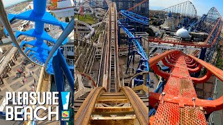 Every Roller Coaster at Blackpool Pleasure Beach 2024  Front Seat OnRide POVs 4K [upl. by Ahcropal367]