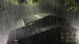 Fall into Sleep in Under 3 Minutes with Heavy Rain amp Thunder on a Metal Roof of Farmhouse at Night [upl. by Dnob]