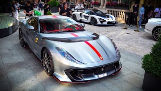 Supercars in London  CSATW615 Koenigsegg Regera 812 Competizione Senna 918 Spyder F12tdf [upl. by Akemehc]