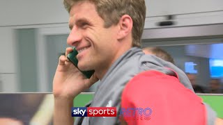 Thomas Muller hilariously uses his passport as a phone to avoid reporters [upl. by Ecnaiva]