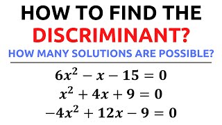 How to Find the Discriminant amp Number of Solutions for a Quadratic Equation  Easy Explanation [upl. by Agemo303]