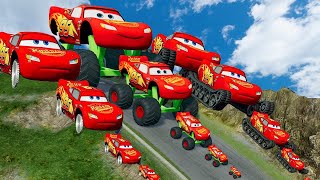 TRANSPORTING PIXAR CARS amp FRUITS WITH COLORED amp JOHN DEERE VS CLAAS VS TRACTORS  BeamNGdrive 983 [upl. by Docilla479]