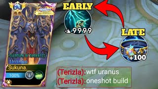 URANUS NEW DAMAGE BUILD🔥 NEW BROKEN FIRST ITEM FOR EARLY TO LATE GAME INSANE DAMAGE  MLBB [upl. by Sonya177]