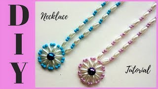 10 minutes DIY necklace How to make beaded necklace with pendant  Jewelry making tutorial [upl. by Haym910]