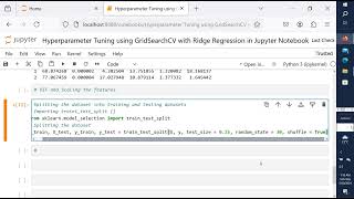 Hyperparameter Tuning using GridSearchCV with Ridge Regression in Jupyter Notebook [upl. by Uy]