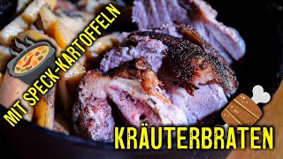 🍖 One Pot Gericht  Kräuterbraten mit Kartoffelspalten aus dem Dutch Oven 🥘 [upl. by Catlaina]