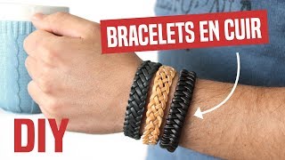 TUTORIEL  3 Bracelets Homme Cuir Tressé  Idées Cadeaux Homme St Valentin [upl. by Garnet117]