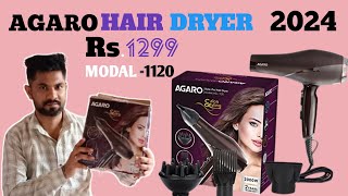 Agaro hair dryer review amp demo  HD 1120 2000 watt  best budget hair dryer in india under 1500 [upl. by Adrienne453]