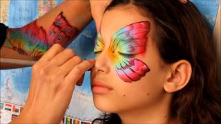 Butterfly Face Painting Design  Nurit Pilchin [upl. by Sihonn]