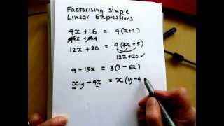 Factorising simple linear expressions [upl. by Grunenwald]