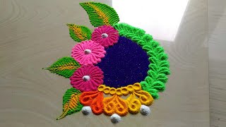 Daily rangoli designs  flowers and colours by jyoti Rathod 506 [upl. by Norm291]