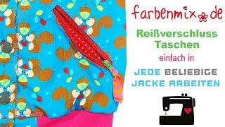 Reißverschluss Taschen in Jacke einnähen [upl. by Aytac]