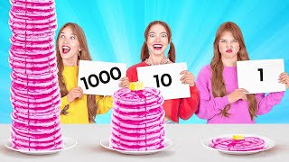 1000 LAYERS FOOD CHALLENGE  Giant VS Tiny Food For 24 Hours by 123 Go FOOD [upl. by Chatav]