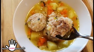 Suppe mit Fleischklößchen  Mittagessen Tárkonyos húsgombócleves  ungarisch  mit Estragon gewürzt [upl. by Seugirdor]