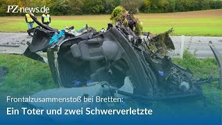 Bei Bretten Ein Toter und zwei Schwerverletzte bei Frontalzusammenstoß [upl. by Weinhardt]