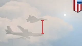 Russian jet Su27 cuts within 100 feet of US Air Force RC135 in a dangeous flyby [upl. by Darken]