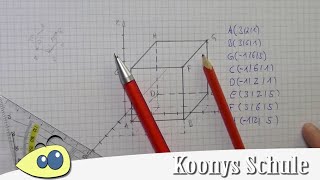 Würfel zeichnen und fehlende Koordinaten bestimmen  3D Vektorrechnung Abitur [upl. by Chud]