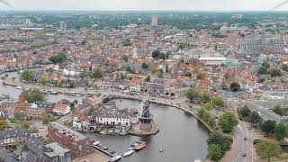 Dolly zoom Haarlem Netherlands Windmill De Adriaan 1779 Windmill from the 18th century Panora [upl. by Strage]