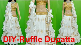 Very Easy amp Stylish Ruffle Dupatta Cutting amp Stitchingसिर्फ एक बार देख कर बनाएं आसानी से रफल दुपट्टा [upl. by Hamer]