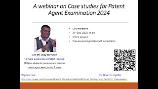 A webinar on Case studies for Patent Agent Examination 2024 [upl. by Anoid]