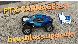 BRUSHLESS UPGRADE FTX CARNAGE 20 its FAST 3500kv 3650 3S [upl. by Adaiha338]