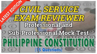 PHILIPPINE CONSTITUTION MOCK TEST CIVIL SERVICE EXAM REVIEWER 2025 Professional amp SubProfessional [upl. by Ronn630]