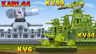 KARL 44 vs KV99 KV44 KV6  Cartoons about tankNina tank cartoon [upl. by Emelia351]