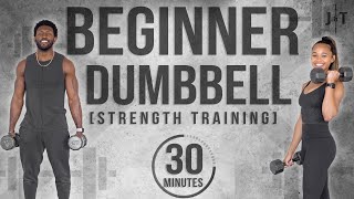 30 Minute Full Body Beginner Dumbbell Workout With Modifications [upl. by Stacee989]